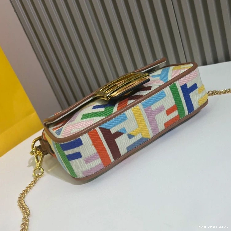 Cheap In Mini Bag Multi Canvas Motif Beige Baguette FF Fendi 0712